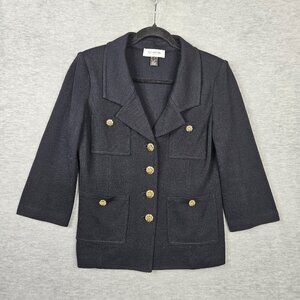 ST.JOHN COLLECTION Women's Cardigan Gold Buttons 3/4 Sleeve Sweater Size 8